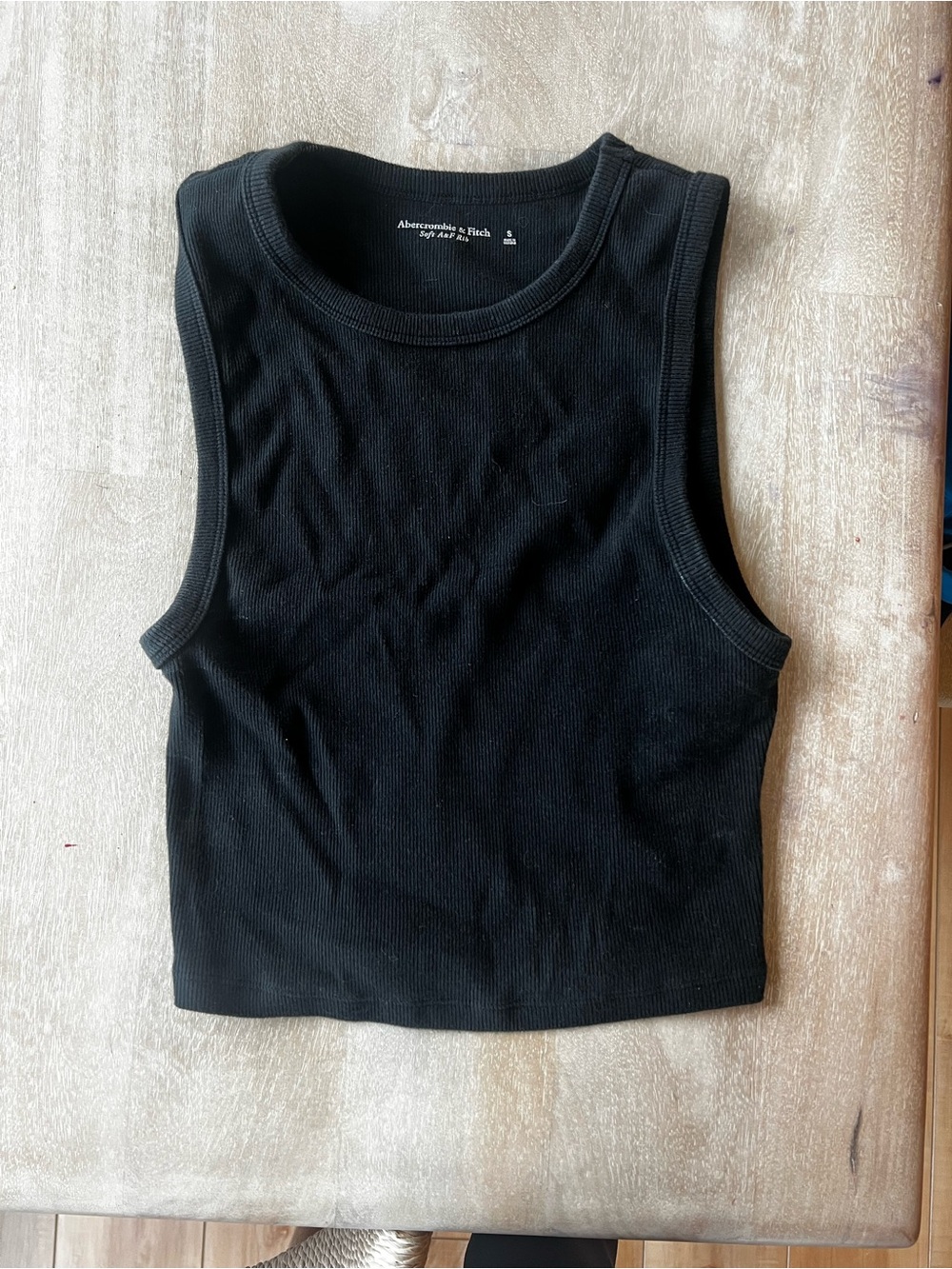 Abercrombie & Fitch Black Ribbed Crewneck Tank